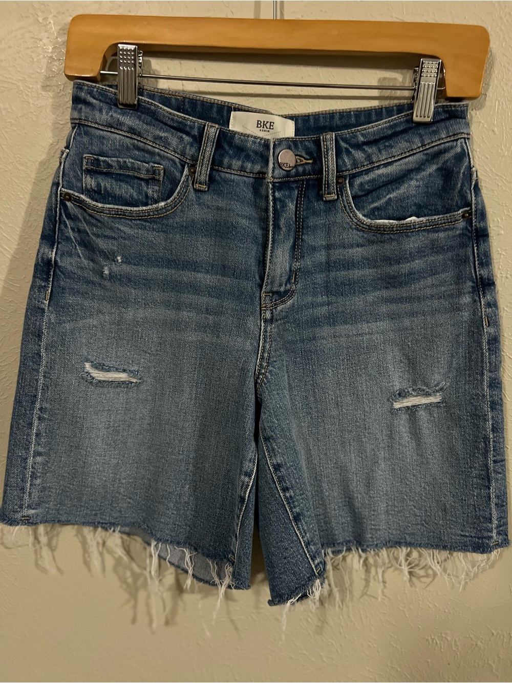 BKE Women's Distressed Denim Shorts - Blue size 25